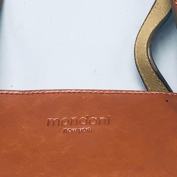 Mondani New York brown hand bag zipper 2 handles 3 pockets 11x6.5x3.5" READ - Picture 2 of 9